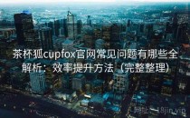 茶杯狐cupfox官网常见问题有哪些全解析：效率提升方法（完整整理）